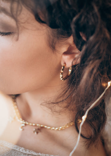 woman with 3rdfloor handmade jewellery new york earrings gold