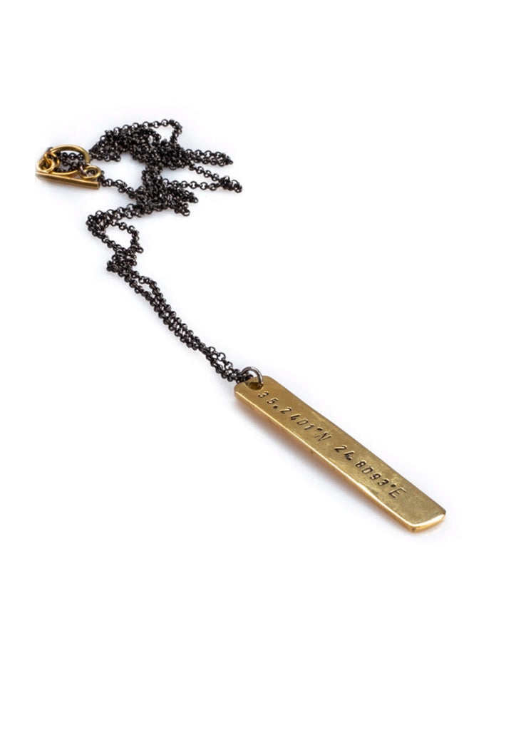 Delta. Handmade, gold plated brass, coordinates necklace