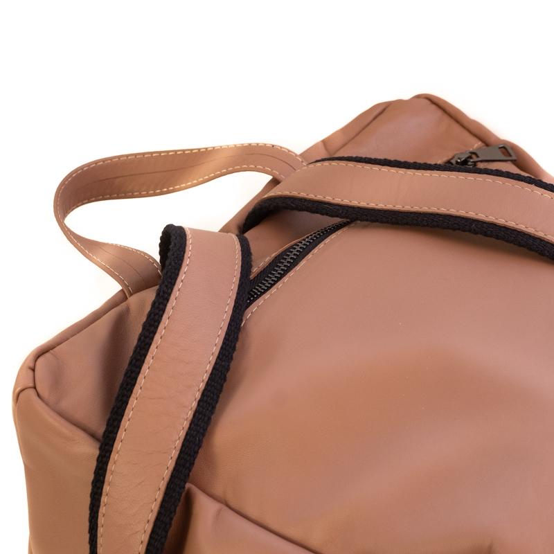 Detailed  photo of the upper back side of a backpack
