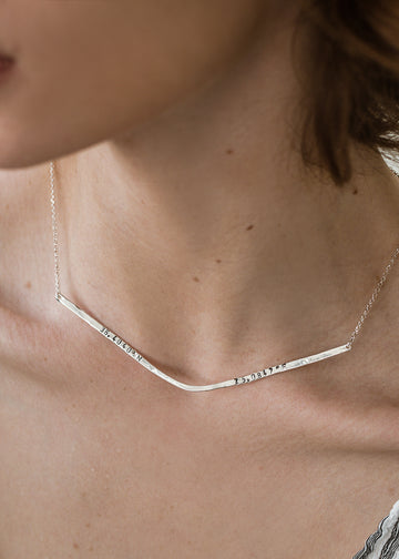 close up, woman, wearing dione, handmade-silver coordinates, necklace 