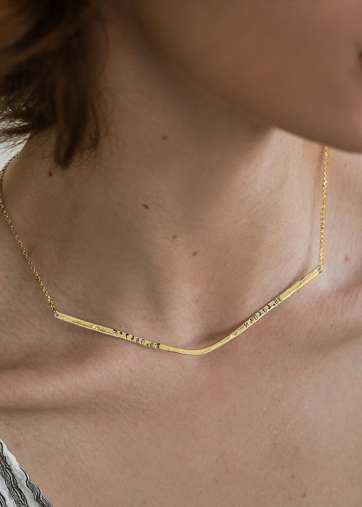 close up, woman, wearing dione, handmade-gold coordinates, necklace 