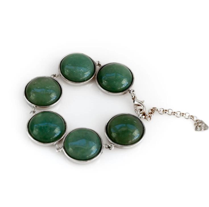 Hecate. Handmade, platinum plated brass, and green aventurine stone, bracelet