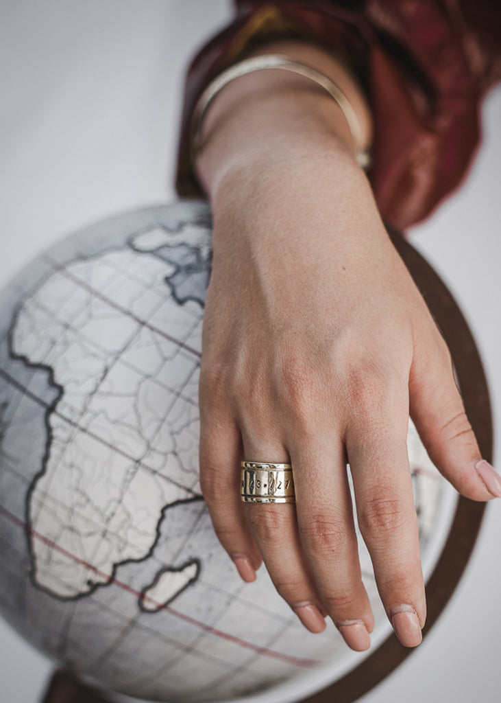 Equator. Handmade, silver plated 925° silver, ring. Discover it in our Coordinates Collection