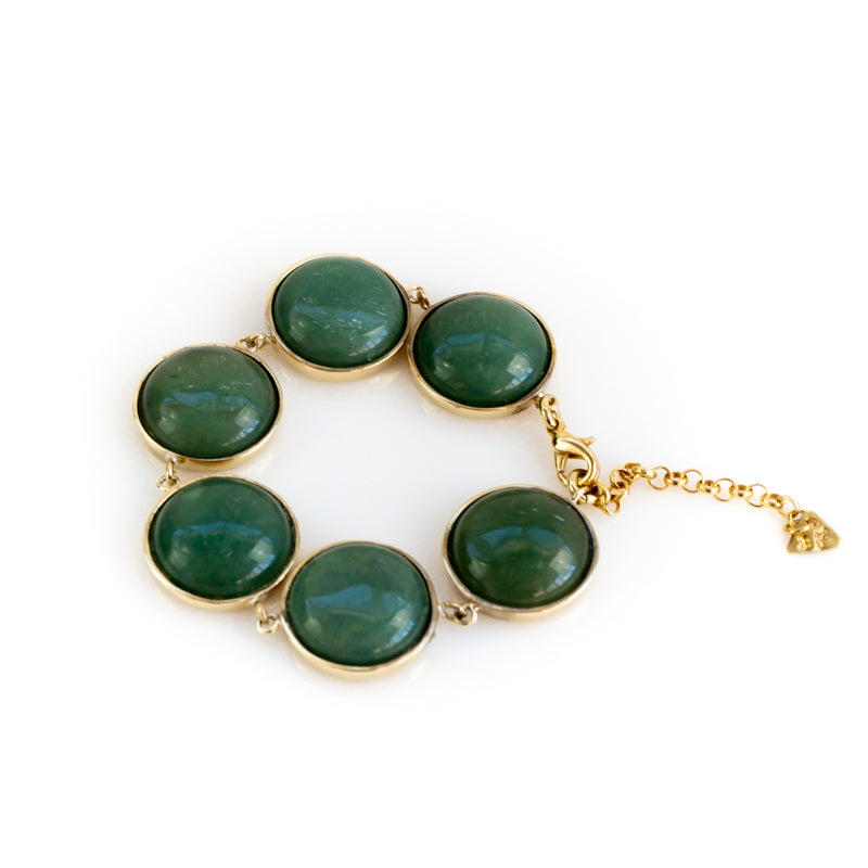Hecate. Handmade, gold plated brass, and green aventurine stone, bracelet