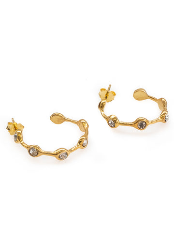 3rdfloor handmade jewellery  earrings gold with white stones