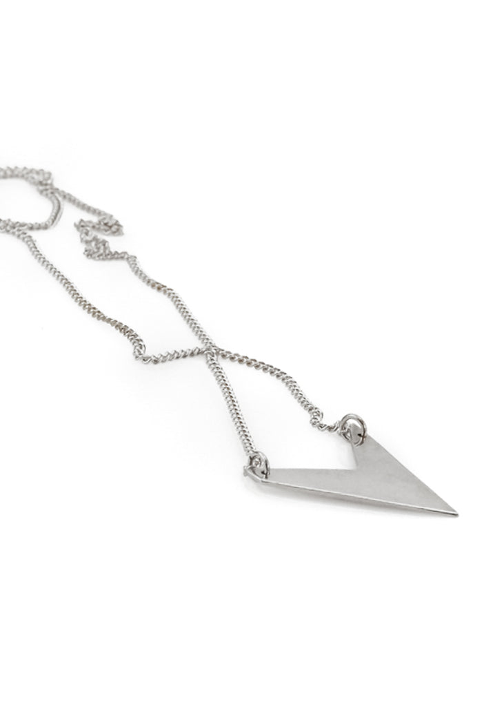 Arrow. Handmade, silver plated brass, pendant, adorned with an arrow like element