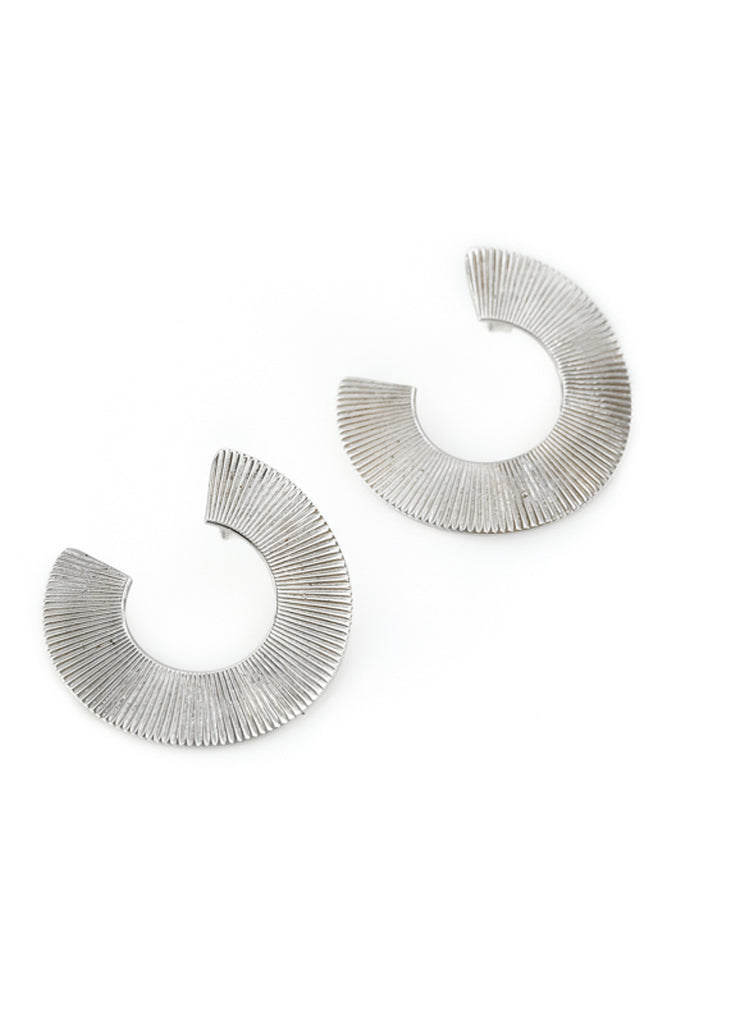 Half ripple, shaped, handmade, silver earring, by 3rd Floor Handmade Jewellery