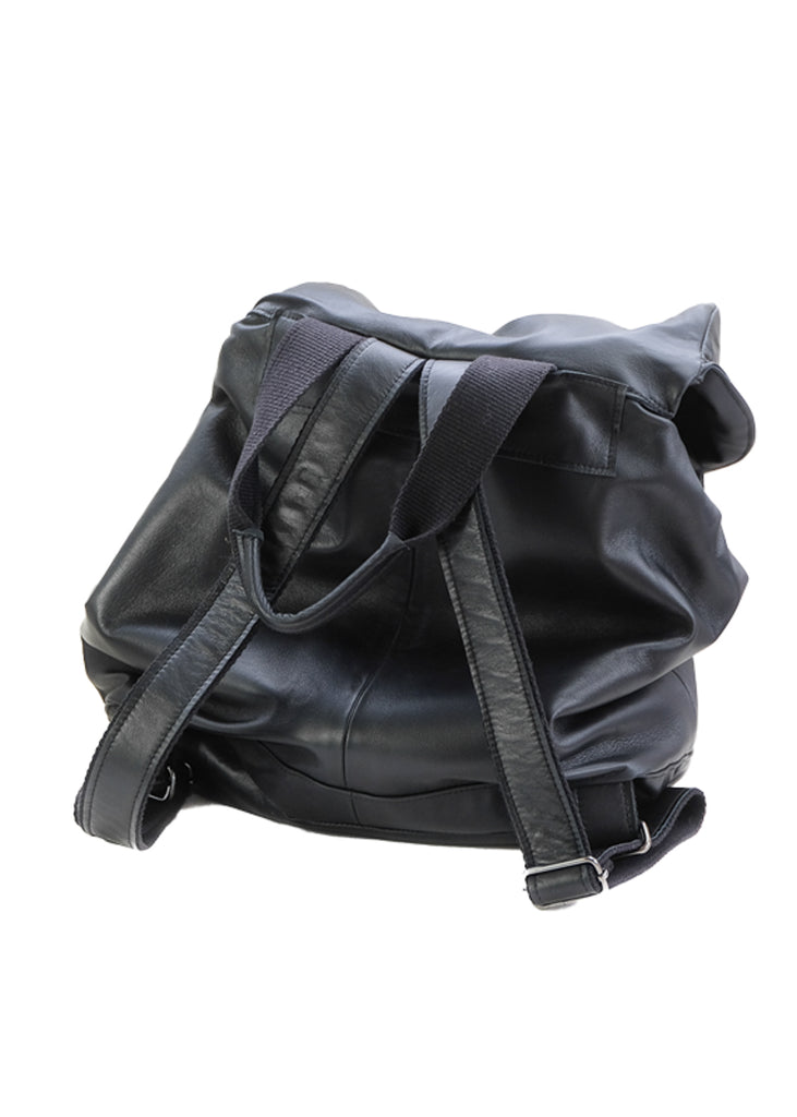 back site of leather back-pack-black made in  Greece