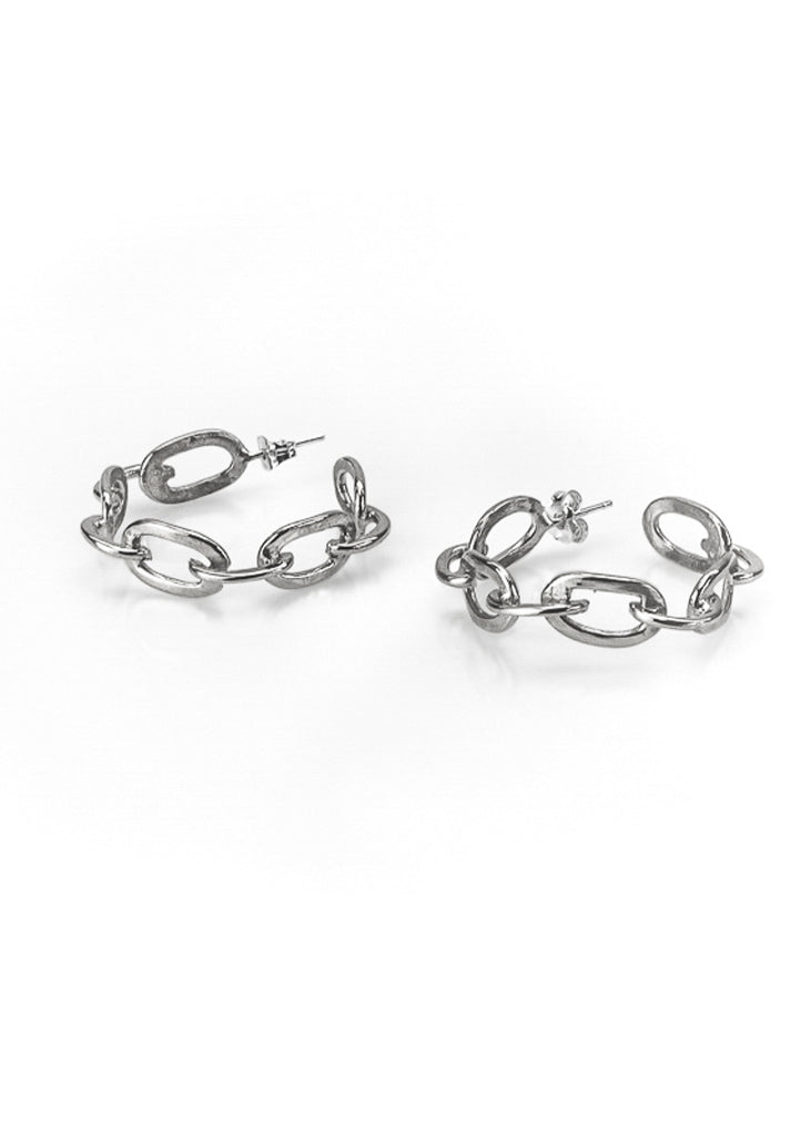 Riley silver plated small chain hoop earrings